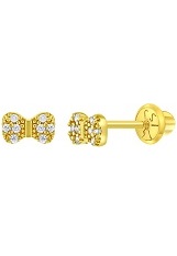 extraordinary teensy cz bow gold earrings for babies and children